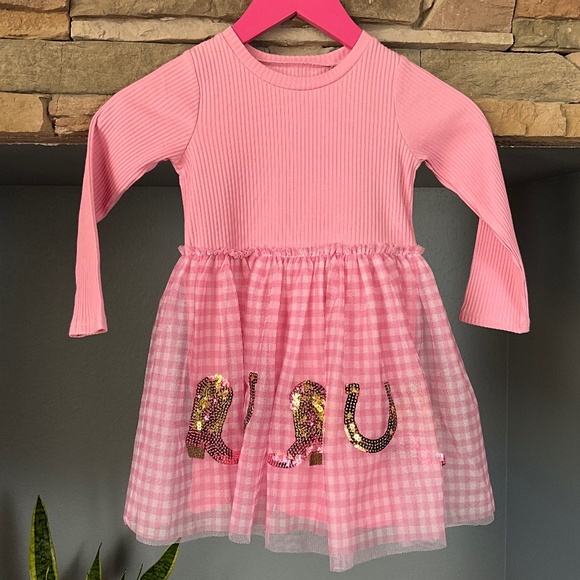 Mud Pie Other - NWT Mud Pie Sequin Western Tutu Dress Cowgirl Birthday Party Plaid Pink 2T-3T